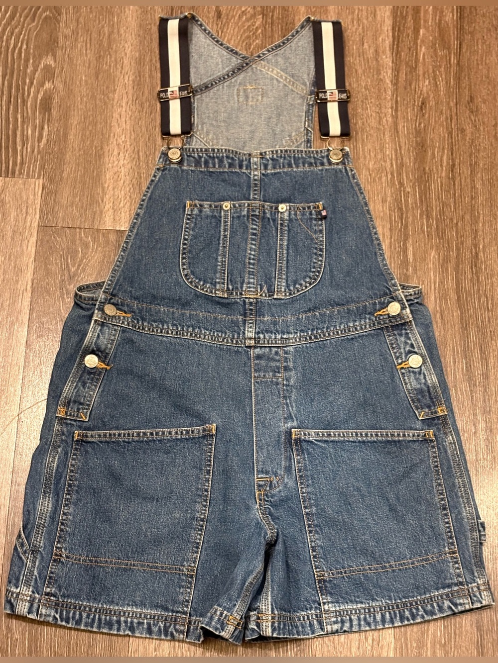 Vintage Women’s Polo Jeans Co. denim overall shorts Size Medium